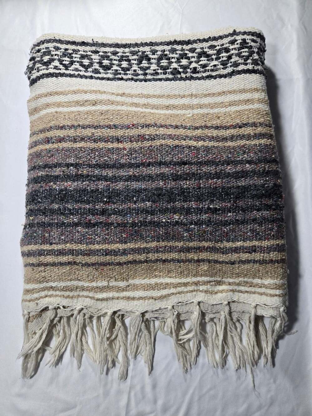Del Mex Authentic Mexican Blanket Tan Falsa Blanket 70 x 50